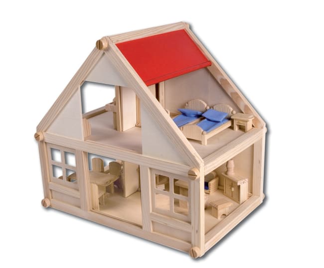 Dukkehus inkl. møbler (385x400x264mm)