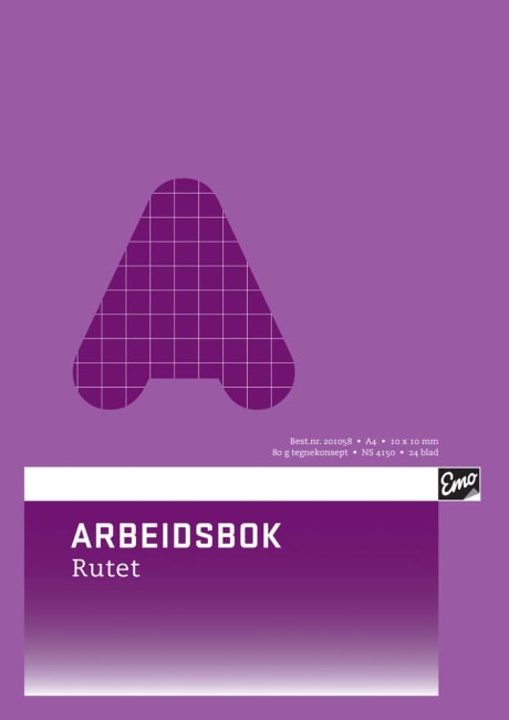 Arbeidsbok A4 80g 24bl 10x10 rutet (20stk)