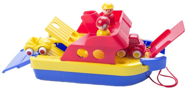 Ferge i myk plast, med hjul. 30 cm.