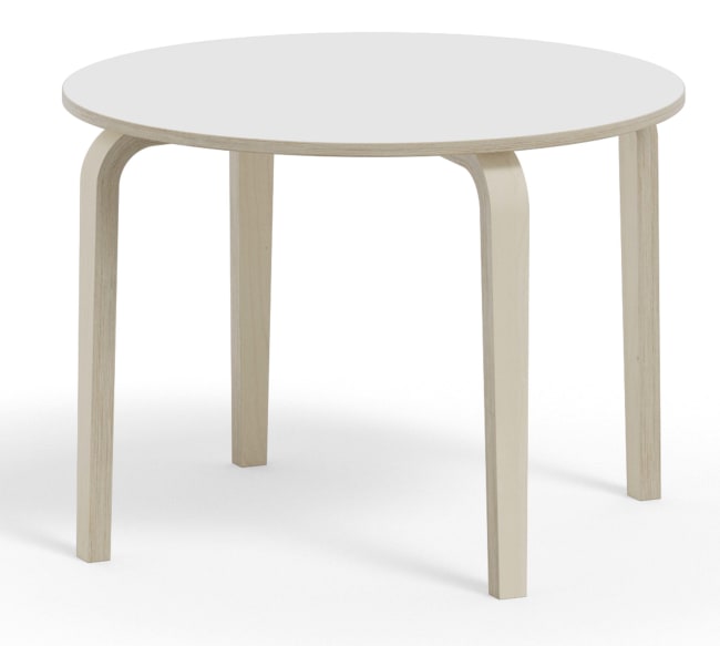 Bord Anna med akustikklaminat ø: 90 cm, Hvitpigmentert ben