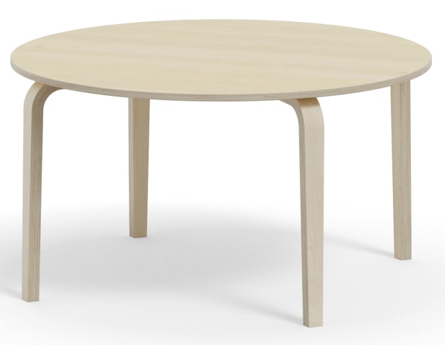 Bord Anna med Laminat Ø: 120 cm, Hvitpigmentert ben