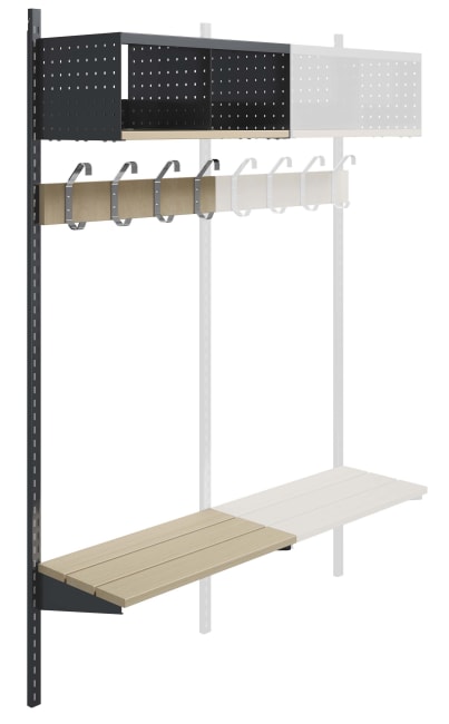 Wille garderobe, 2-rom 60 cm vegg med sittebenk påbygning