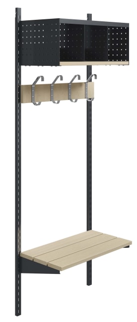 Wille garderobe, 3-rom 60 cm vegg med sittebenk