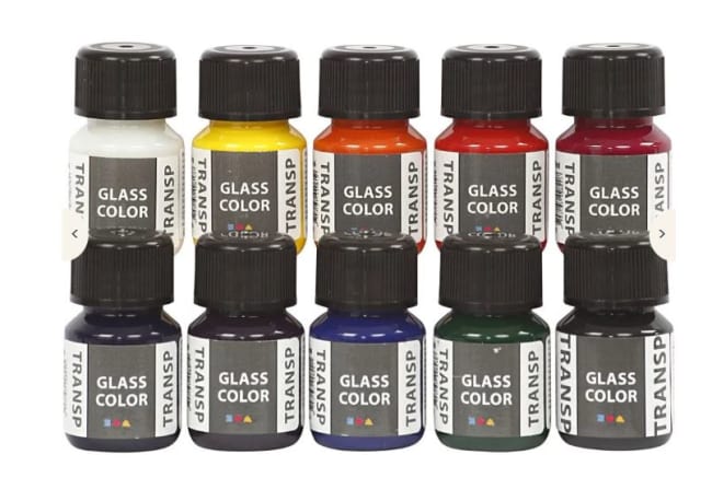 Glassmaling, Transparent, 10x35 ml, ass. farger.