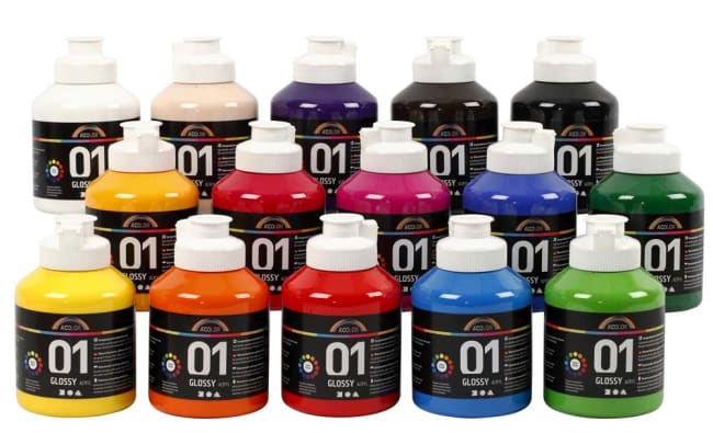 A-Color blank akrylmaling, 15x500 ml, ass. Farger