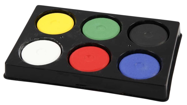 Vannfarge i palett, D:44mm, H:16mm, 6 ass, primærfarger
