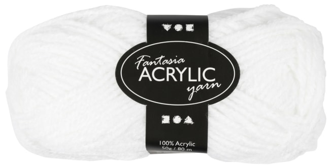 Fantasia Akrylgarn, L:80 m, 50 g, hvit
