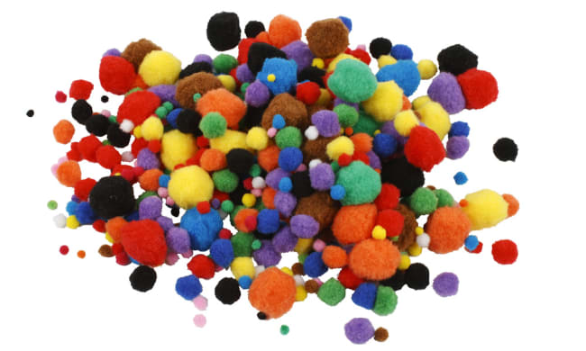 Pomponer, D:5-40mm, 220 g. 720stk. ass. farge