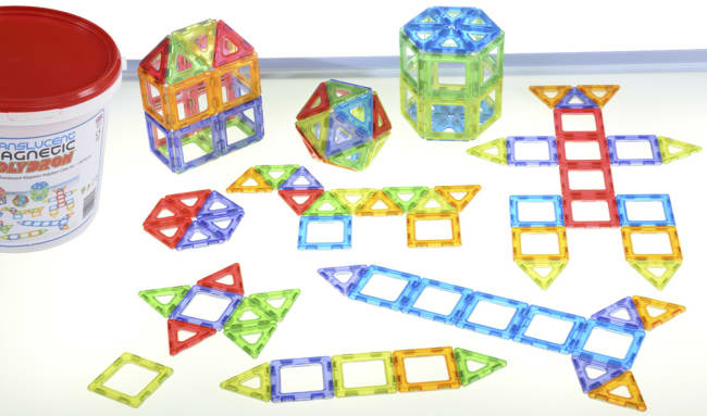 Magnetisk Polydron, Transparent, 128 deler