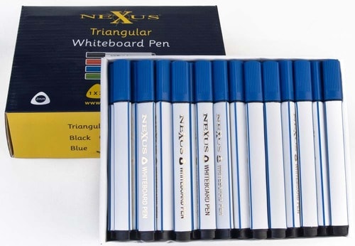 Whiteboardpenn m/trekantgrep blå, 10 stk