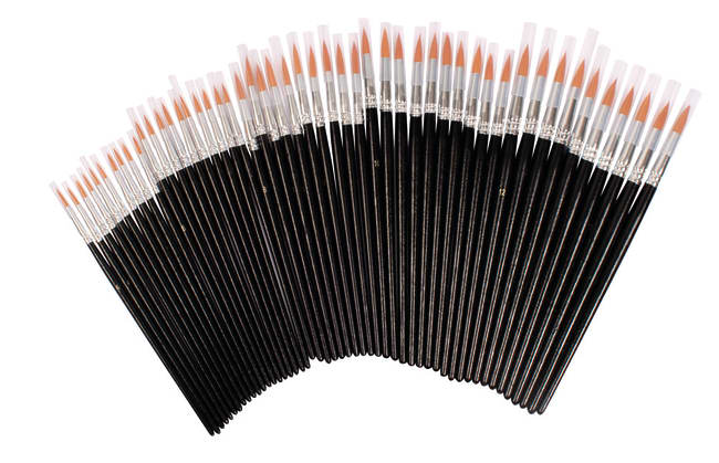 Penselsett syntetiske pensler, runde. 50 stk ass