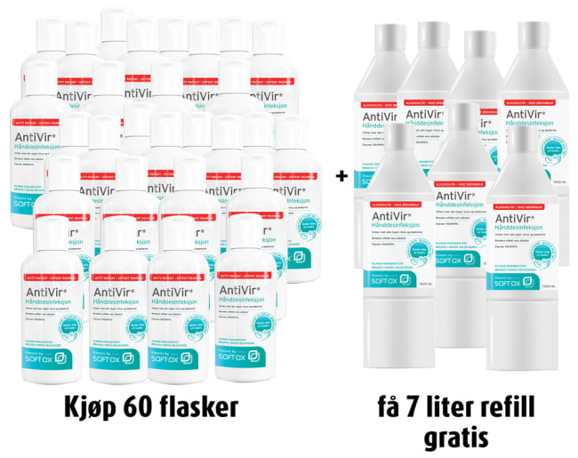 AntiVir Alkoholfri hånddesinfeksjon, 250 ml, 60 stk.+ refill