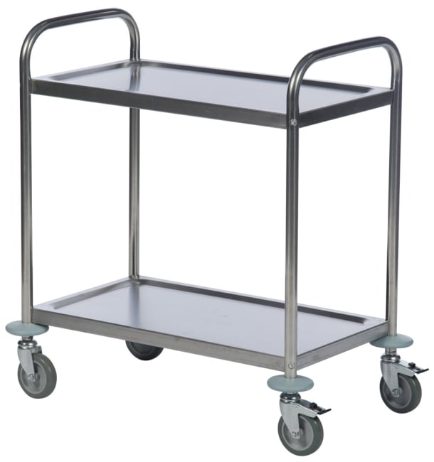 Trillebord i rustfritt stål, 2 hyller (B40 x H80,5 x L71 cm)