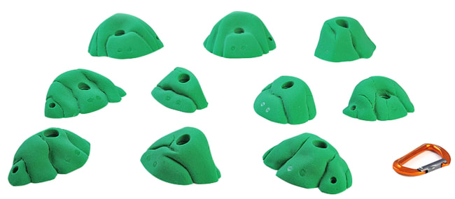 Klatregrep 10 stk medium vanskelighetsgrad/GRØNN