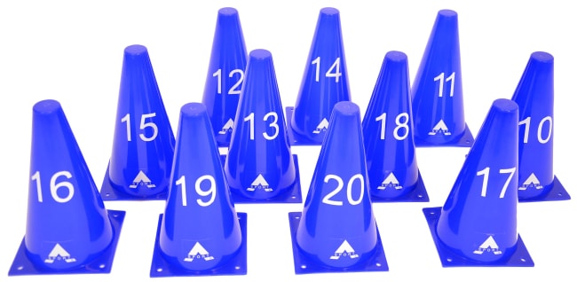 Kjegler med tall fra 10-20