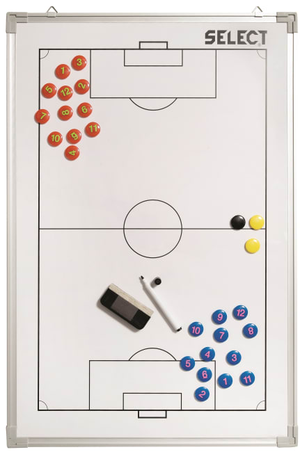 Taktikk tavle med stor fotball
