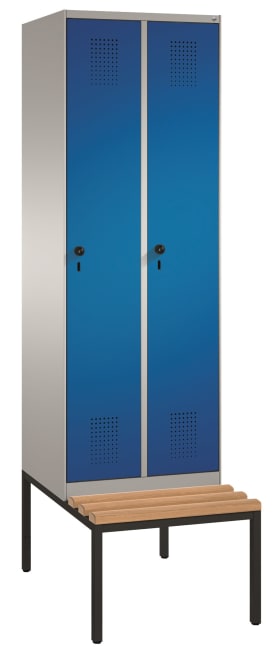 Garderobeskap 2 søyler m/ benk  B-H-D 610x2090x500/815 mm.