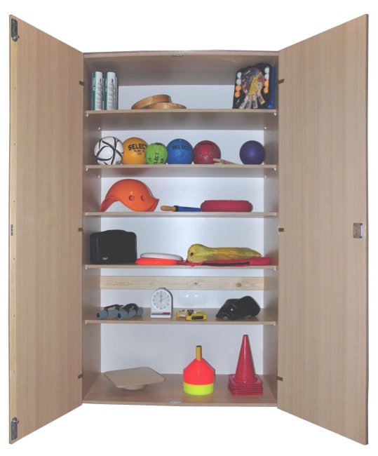 Rekvisitaskap, dobbelt, grå  H202,5 x B120 x D60 cm.