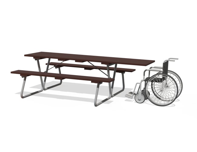 Benkesett stort, 240cm med rullestol plass