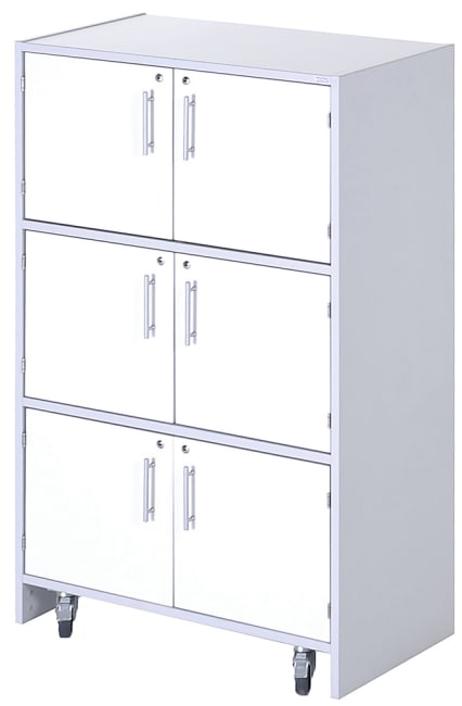 Skap med 6 slagdører, på hjul