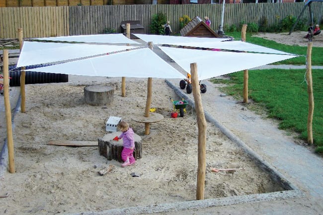 Solseil, 3x3x3 mtr. inkl.beslag HDPE