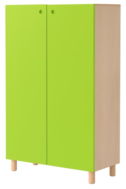 Tavoli Dobbelt skap med 3 hyller og dører i farge eplegrønn