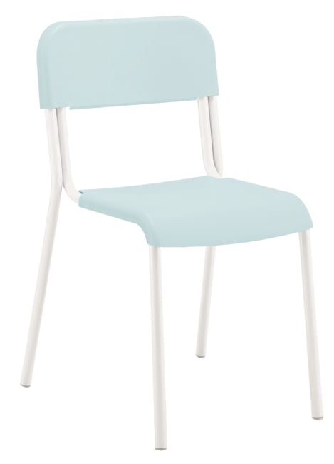 Barnestol med stålben og plastsete, 26 cm