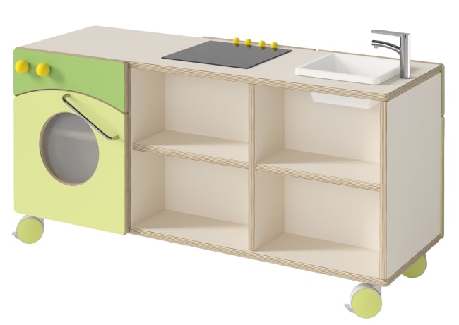 Tavoli lekekjøkken på hjul, i direktelaminat