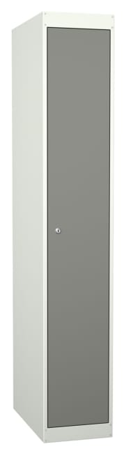Garderobeskap i stål med 1 dør. Skrått tak, 55 cm dyp.