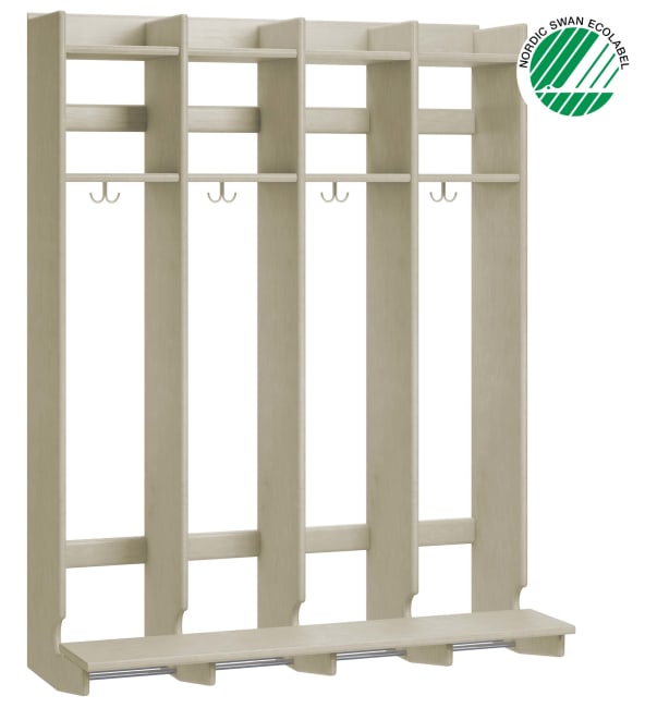 Lux 22 garderobe, vegghengt m/benk. Hvitpigmentert. velg 1-5 rom