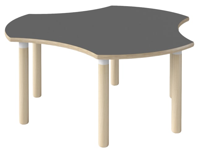 Tavoli kløverformet bord med krittavle og ben i tre