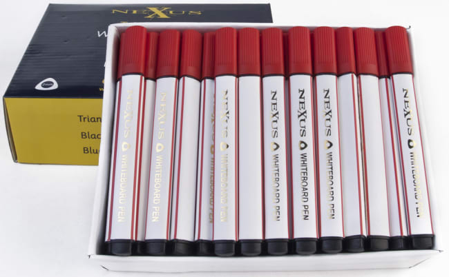 Whiteboardpenn m/trekantgrep, rød, 72 stk