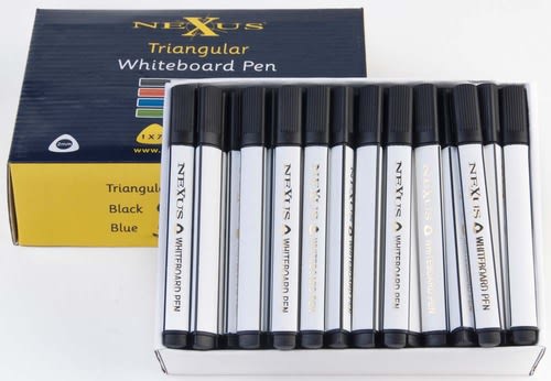 Whiteboardpenn m/trekantgrep sort, 10 stk