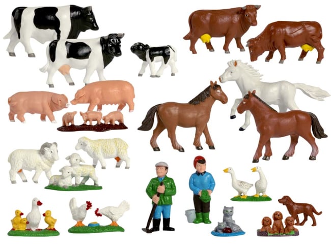 Lekedyr i gummi, gårdsdyr. 22 stk