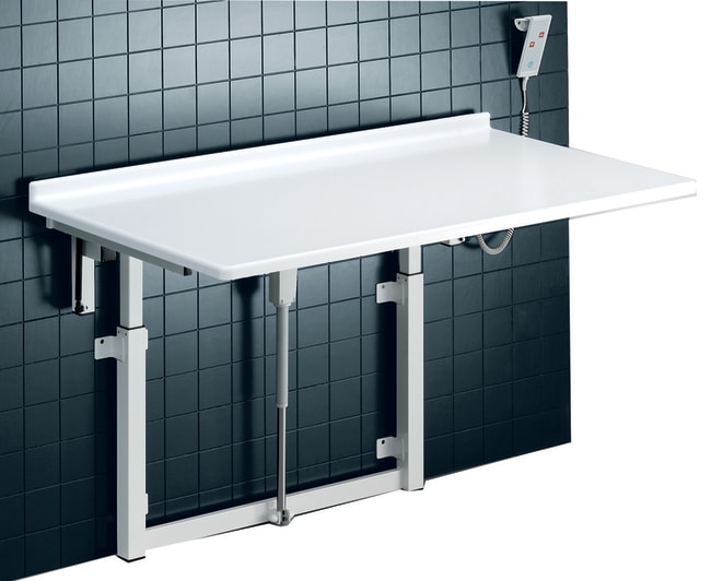 Vegghengt, oppfellbart stellebord u/vask. 80 x 90 cm