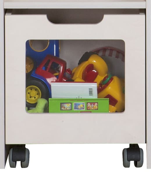 Oppbevaringskasse, med plexiglass på hjul