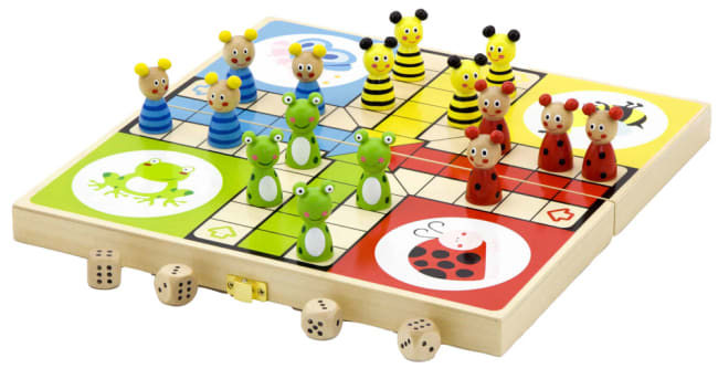 Ludo i sammenlaggbar trekasse