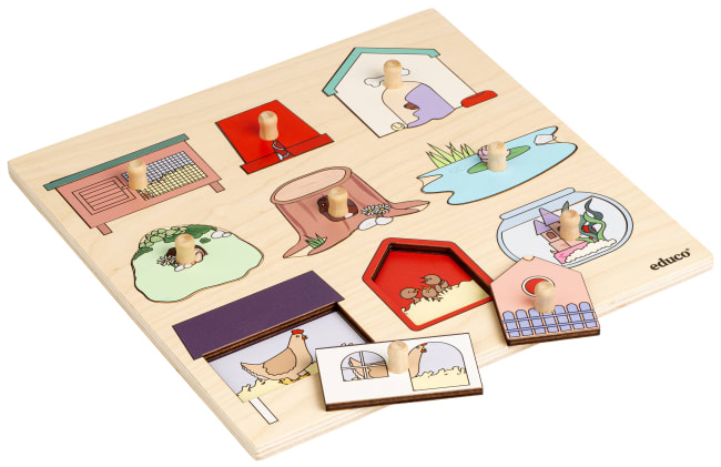 Educo overraskelsespuslespill - dyreboliger, 9 brikker