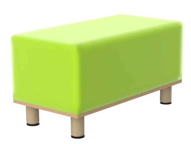 Myk rektangulær puff med treben, 20 cm
