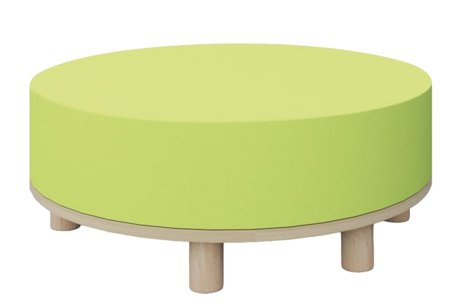 Myk sirkelformet puff med treben, 20 cm