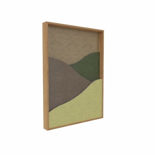Landscape akustikkbilde med ramme i eik – dekorativ lyddemping i 3D-design