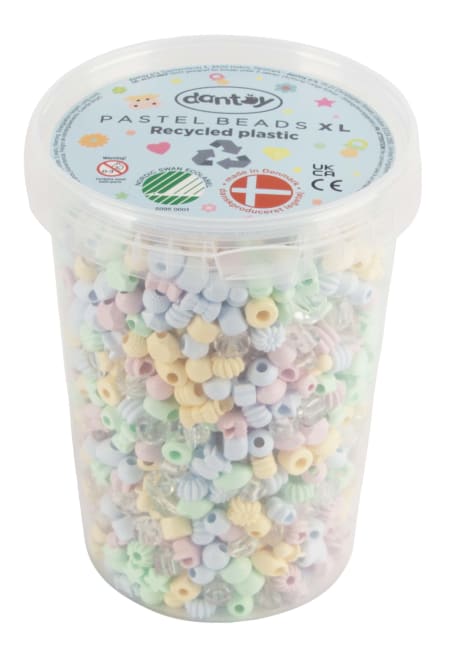 Smykkeperler i resirkulert plast 1580 stk, pastell