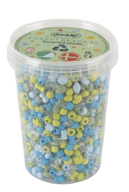 Smykkeperler i resirkulert plast 1580 stk, skogsfarger