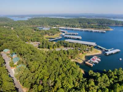 Aerial of Iron Mountain Lodge & Marina on DeGray Lake, Arkansas