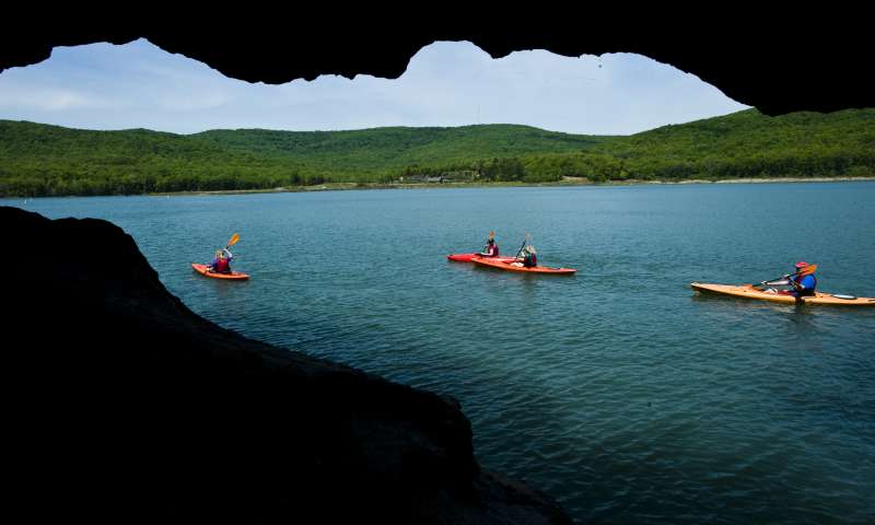 Rent a kayak at the park marina and explore 1,490-acre Lake Fort Smith