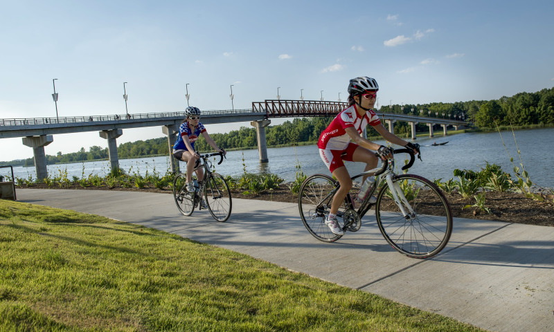 Cycling the Two Rivers Bridge on the Arkansas River Trail