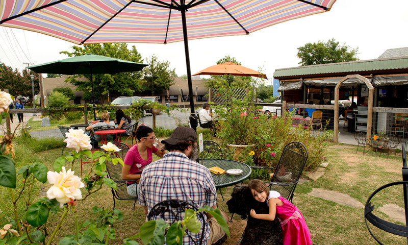 Outdoor seating at The Root Cafe