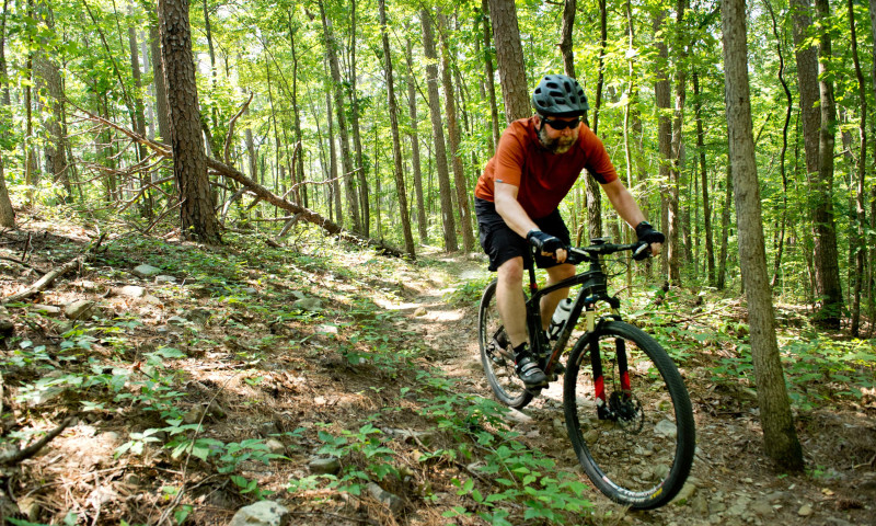 Mountain biking on the Earthquake Ridge Trail