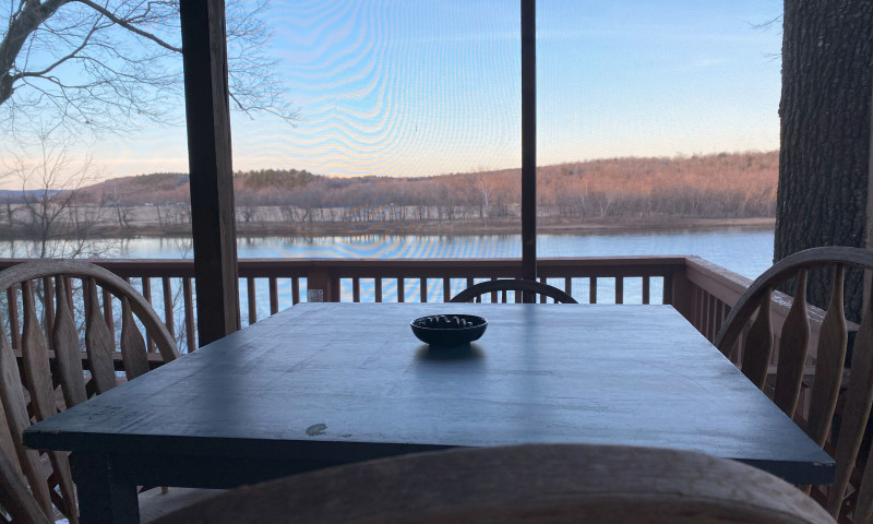 Sitting on cabin#1 deck looking at the White River