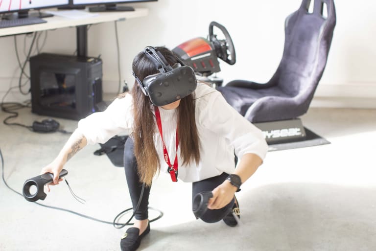 Woman playing VR